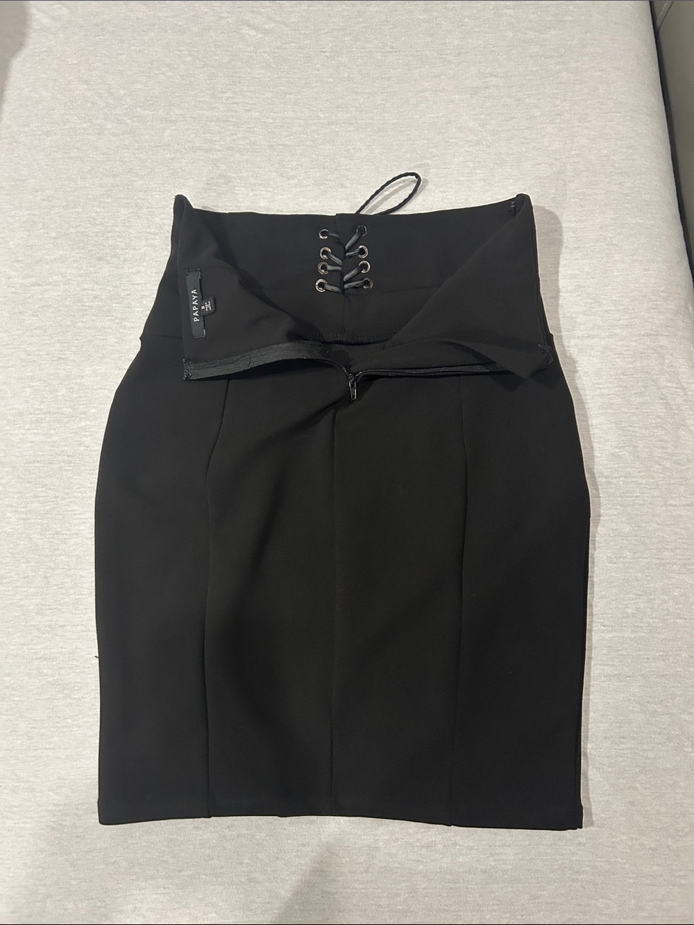 Papaya Black High-Waist Lace-Up Pencil Skirt Sz S - Picture 6 of 7